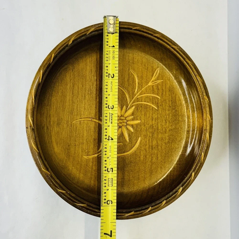 Vintage P. Maeder Lucerne Schweizer Landler Wood Carved‎ Rotating Musical Tray